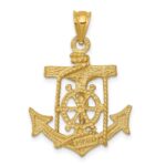 14k Satin Diamond-cut Mariners Crucifix Pendant - Image 4