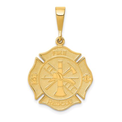 14k FIRE RESCUE Badge Pendant