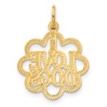 14k I LOVE DOGS In Scalloped Circle Charm - Image 3