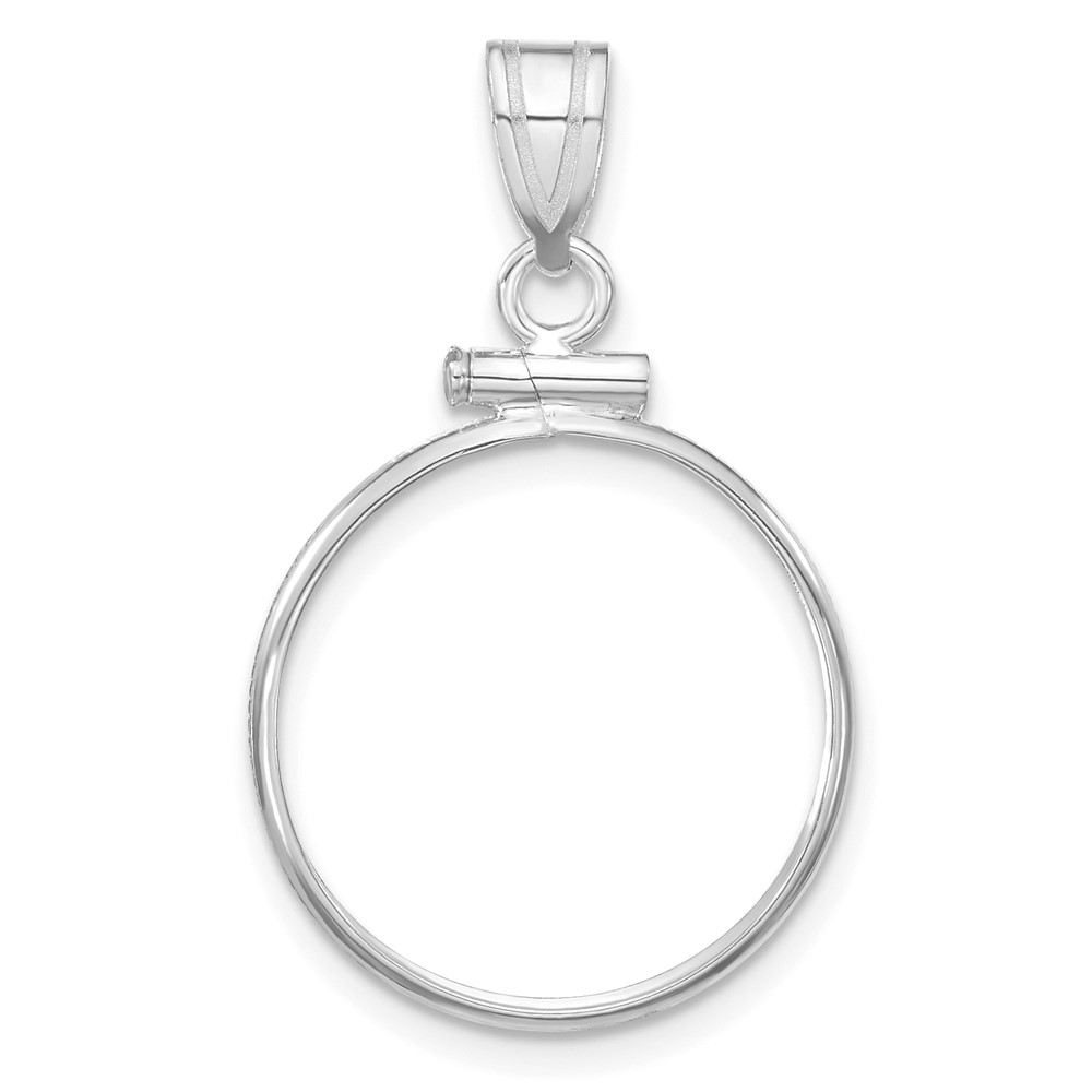 C1885W_17.8.jpg Wideband Distinguished Coin Jewelry 14k White Gold Polished 17.8mm x 1.35mm Screw Top Coin Bezel Pendant - Image 1