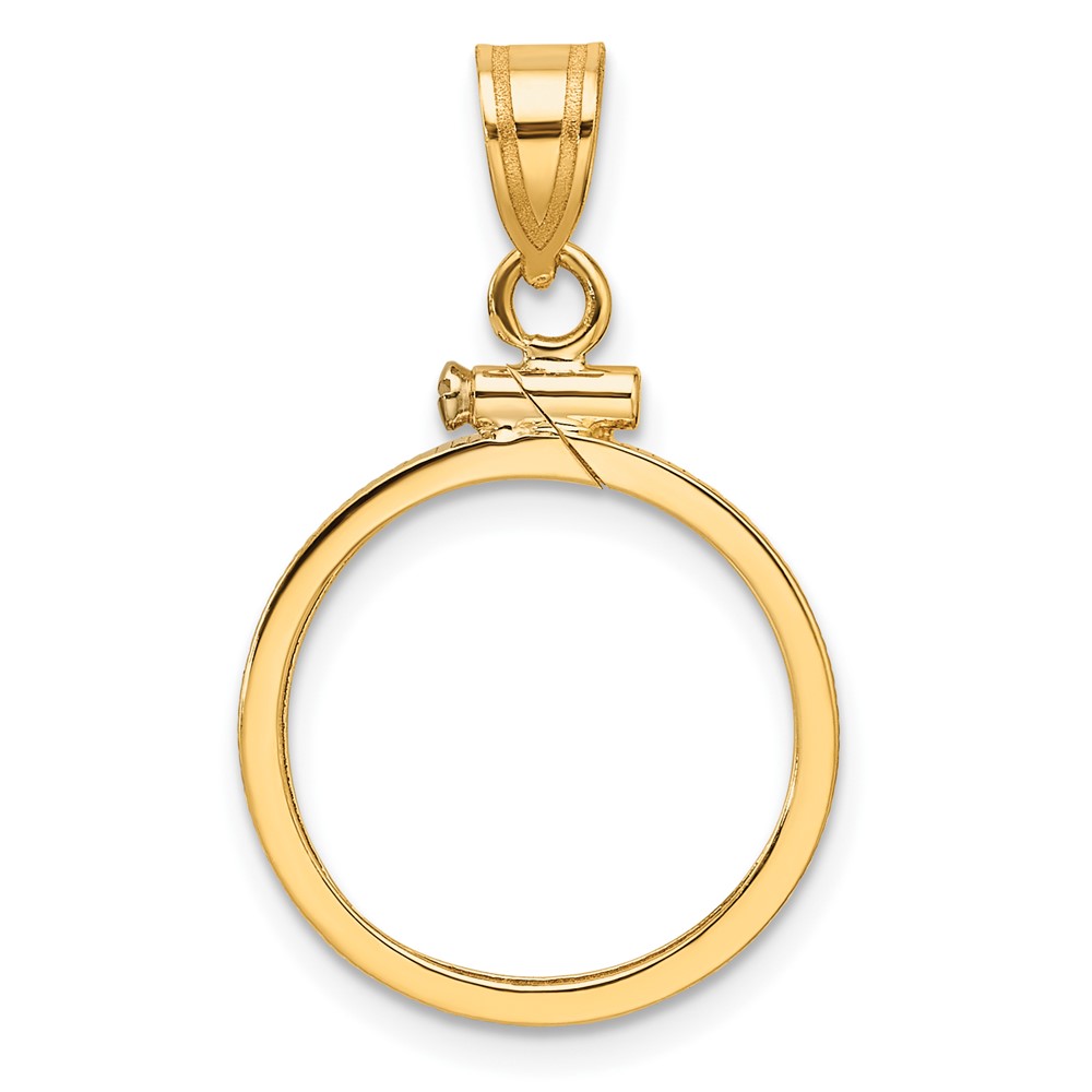 C1885_16.5.jpg Wideband Distinguished Coin Jewelry 14k Polished 16.5mm x 1.35mm Screw Top Coin Bezel Pendant - Image 1