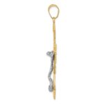 14k Two-tone Large Diamond-cut Crucifix Pendant - Image 2