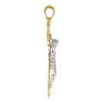 14k Two-tone Large Polished with Red CZs Crucifix Pendant - Image 2