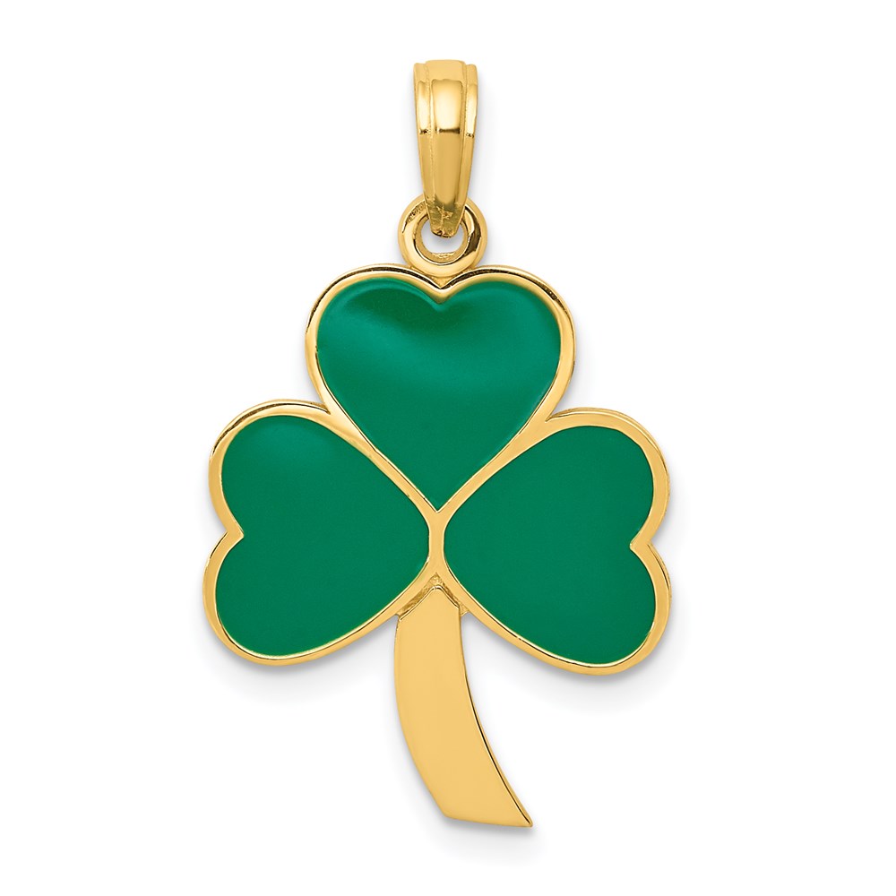 C2195.jpg 14k Green Enameled Shamrock Pendant - Image 1