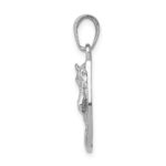 14k White Gold Solid Polished Horse Head in Horseshoe Pendant - Image 2