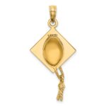 14k Solid Polished 3-D Graduation Cap with Moveable Tassel Pendant - Image 3