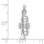 14K White Gold Solid Polished 3-D Trumpet Pendant - Image 5