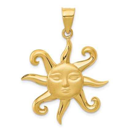 14k Satin and Polished Sun Pendant