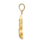 14k Satin Diamond-cut Open-Backed Large Plumeria Pendant - Image 2
