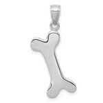 14k White Gold Solid Polished Dog Bone Charm - Image 3