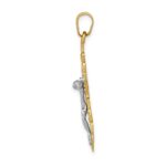 14k Two-tone Fleur De Lis Crucifix Pendant - Image 2