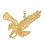 14k Solid Polished Eagle Landing Pendant