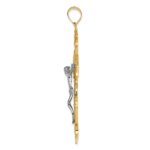 14k Two-tone INRI Fleur De Lis Crucifix Pendant - Image 2