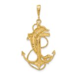14k Solid Polished Anchor with Dolphin Pendant - Image 3