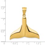 14k Solid Polished Large Whale Tail Pendant - Image 4