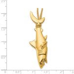 14K Hollow Polished 3-D Hanging Shark and Rope Pendant - Image 4