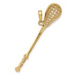 14K Solid Polished 3-D Lacrosse Stick Pendant - Image 3