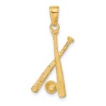 14K Polished Open-Backed Bats and Baseball Pendant - Image 3