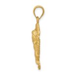 14k Satin Diamond-cut Angel in Circle Pendant - Image 2