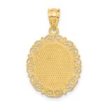 14k Solid Satin Polished Leo Zodiac Oval Pendant - Image 3