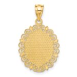 14k Solid Satin Polished Aquarius Zodiac Oval Pendant - Image 3