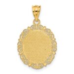 14k Solid Satin Polished Pisces Zodiac Oval Pendant - Image 3