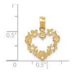 14K Polished Floral Border Heart Pendant - Image 4