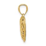 14K Two-tone Polished Diamond-cut Reversible Filigree Heart Pendant - Image 2
