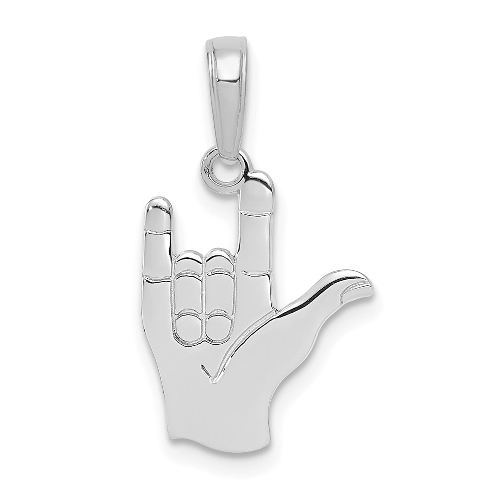 C3055W.jpg 14K White Gold I Love You Hand/ Sign Language Pendant - Image 1