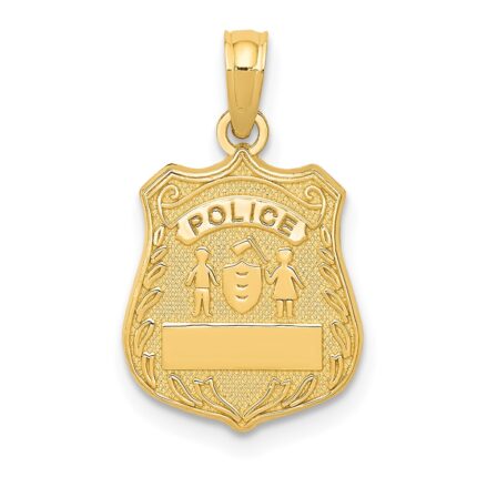 14k POLICE Badge with Engravable Area Pendant