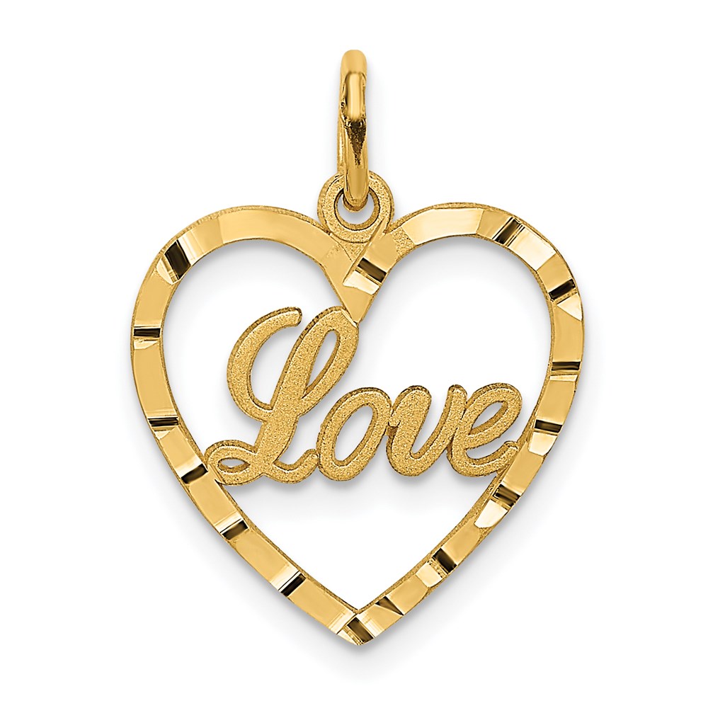C312.jpg 14k LOVE Diamond-cut Heart Pendant - Image 1