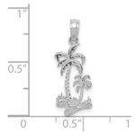 14k White Gold Double Palm Trees Pendant - Image 4