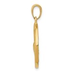 14k Whale Tail in Circle with Waves Pendant - Image 2