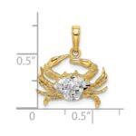 14k and White Rhodium Diamond-cut Blue Crab Pendant - Image 4
