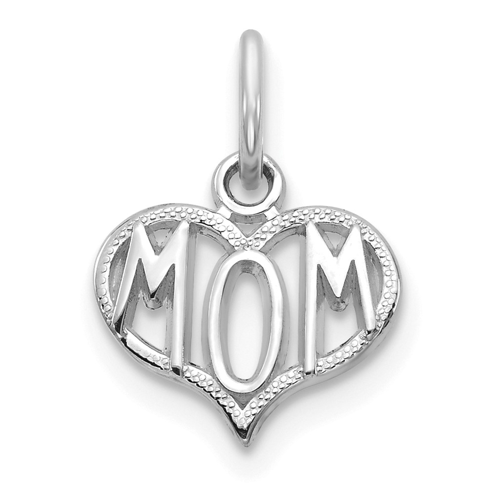 C368W.jpg 14k White Gold MOM Heart Charm - Image 1