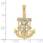 14k Two-tone Diamond-cut Mariners Crucifix Pendant - Image 3