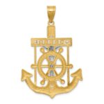 14k Two-tone Diamond-cut Mariners Crucifix Pendant - Image 4