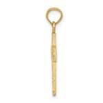 14K Cut-out Flower In Diamond-cut Cross Charm - Image 2