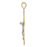 14k Two-tone Diamond-cut Crucifix Pendant - Image 2