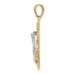 14k Tri-color Diamond-cut and Textured Mariners Crucifix Pendant - Image 2