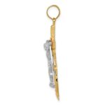 14k Tri-color Diamond-cut and Textured Mariners Crucifix Pendant - Image 2