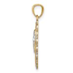 14k and White Rhodium Angel Scalloped Edge Oval Pendant - Image 2