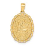 14k and White Rhodium Angel Scalloped Edge Oval Pendant - Image 3