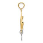 14k with White Rhodium 3-D Graduation Cap with Moveable Tassel Pendant - Image 2