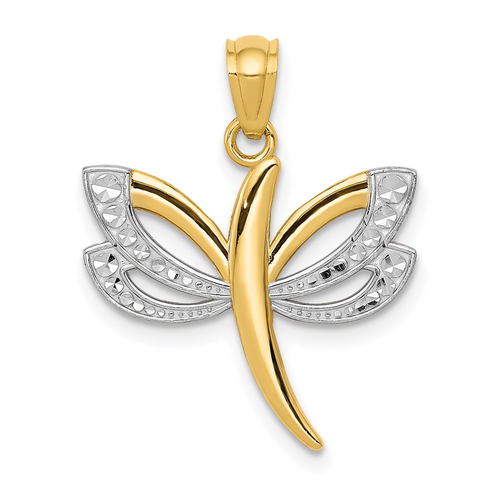 C4174.jpg 14k and White Rhodium Dragonfly Pendant - Image 1
