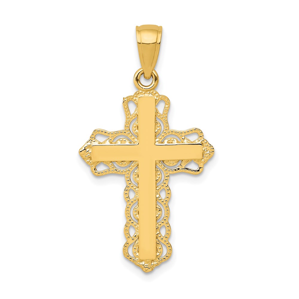 C4184.jpg 14K Lacey Trim Cross Pendant - Image 1