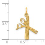 14k Satin Diamond-cut Comb and Scissors Charm - Image 4