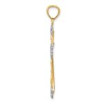 14k and White Rhodium Diamond-cut Cross Pendant - Image 2