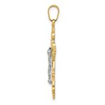 14K Two-Tone Medium Lacy-Edge Inri Crucifix Pendant - Image 2