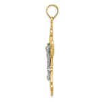 14K Two-Tone Large Lacy-Edge Inri Crucifix Pendant - Image 2